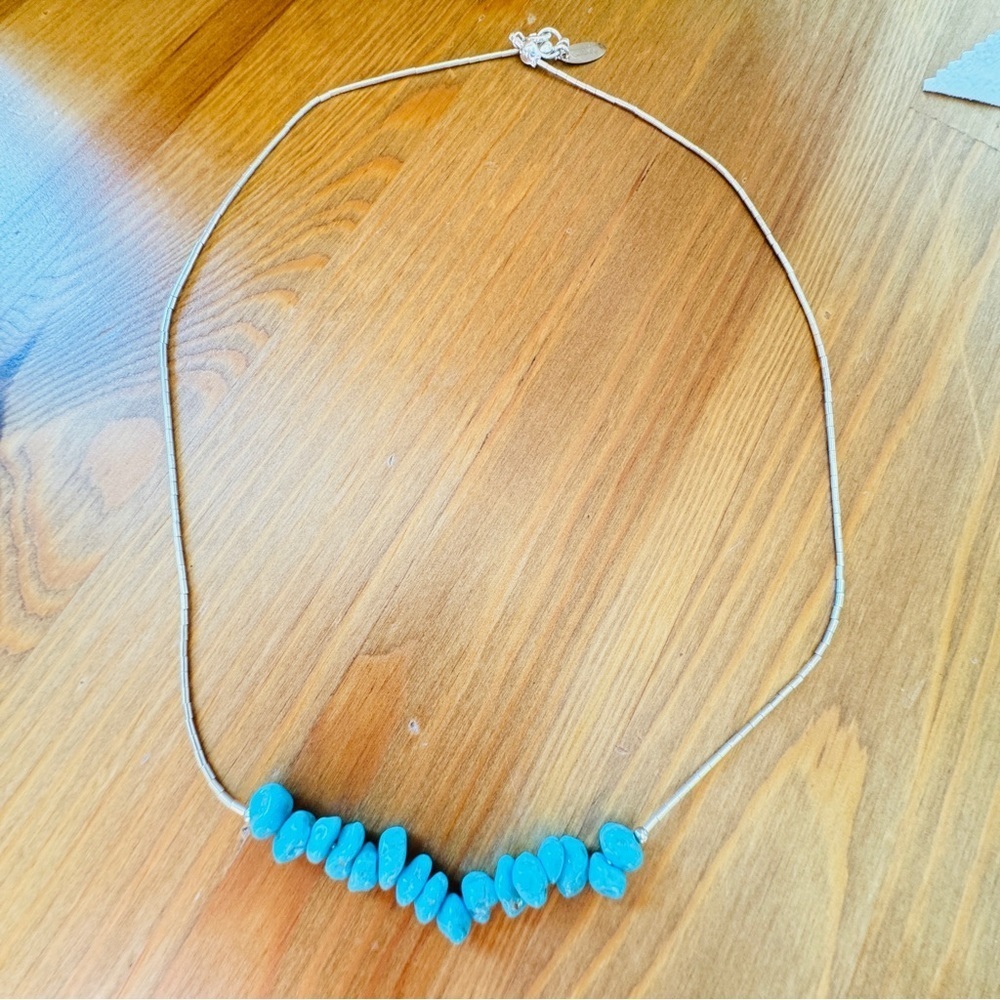 Sleeping beauty turquoise liquid silver necklace